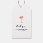 Faux Roos Gold Look Palmboom Bruiloft Cadeaulabel (Voorkant)