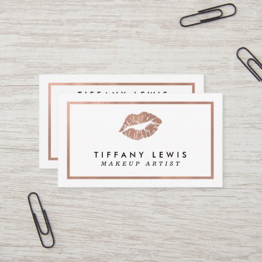 Faux Roos Gold Makeup Artiest Visitekaartjes (Voorkant / Achterkant in situ)