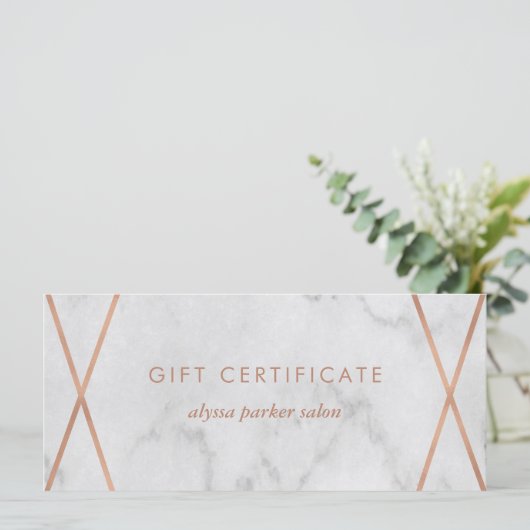 Faux Roos Gold Marble Geometric | Cadeaubon (Staand voorkant)