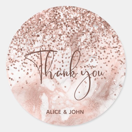 Faux Roos Gold Marble Girly Glitter Ronde Sticker (Voorkant)