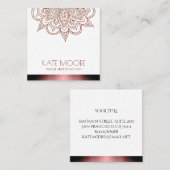 Faux Roos Gold Metallic Edged Mandala Vierkante Visitekaartje (Voorkant / Achterkant)