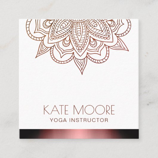 Faux Roos Gold Metallic Edged Mandala Vierkante Visitekaartje (Voorkant)