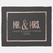Faux Roos Gold Mr en Mrs Monogram Wedding Fleece Deken (Voorkant (Horizontaal))