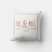 Faux Roos Gold Mr en Mrs Monogram Wedding Kussen (Voorkant)