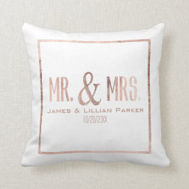 Faux Roos Gold Mr en Mrs Monogram Wedding Kussen