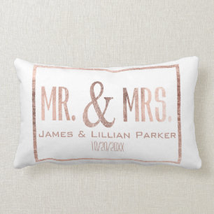 Faux Roos Gold Mr en Mrs Monogram Wedding Kussen