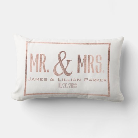 Faux Roos Gold Mr en Mrs Monogram Wedding Kussen (Voorkant)
