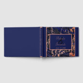 Faux Roos Gold & Navy Marmeren bruiloft Gastenboek (Volledig)