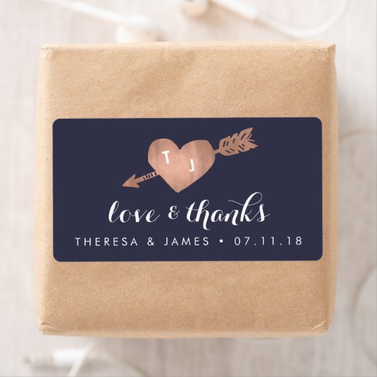 Faux Roos Gold & Navy Wedding Favor Labels (Insitu)