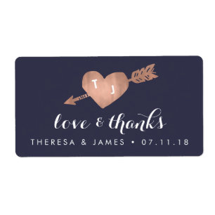 Faux Roos Gold & Navy Wedding Favor Labels