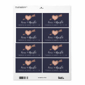 Faux Roos Gold & Navy Wedding Favor Labels (Full Sheet)