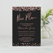 FAUX ROOS GOLD Nieuw Plan Baby shower Aankondiging (Staand voorkant)