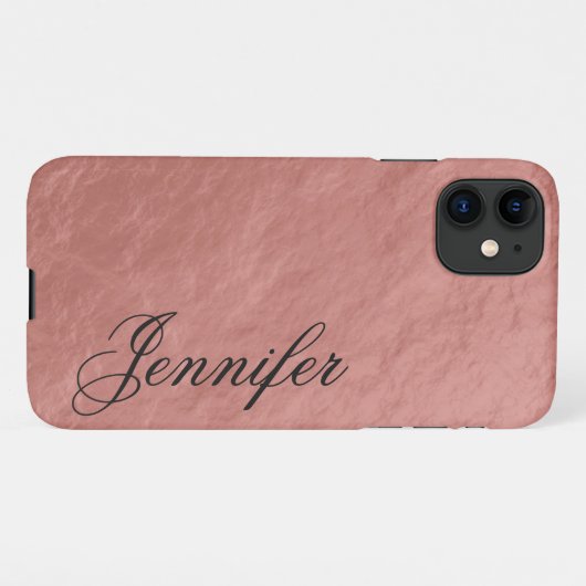Faux Roos Gold Nugget Folie Fancy script voornaam iPhone Hoesje (Achterkant horizontaal)
