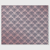 Faux Roos Gold op midnight Blue Art Deco Fans Cadeaupapier (Vlak)