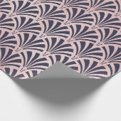 Faux Roos Gold op midnight Blue Art Deco Fans Cadeaupapier (Hoek)