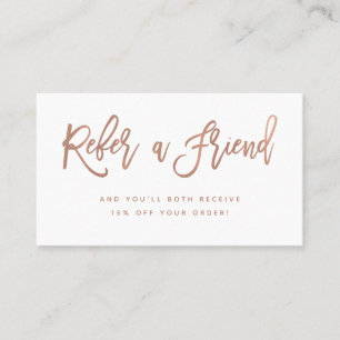 Faux Roos Gold op White Modern Script Aanbevelingskaartje