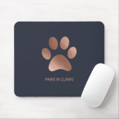 Faux Roos Gold Paw Print op Navy Muismat (Met muis)