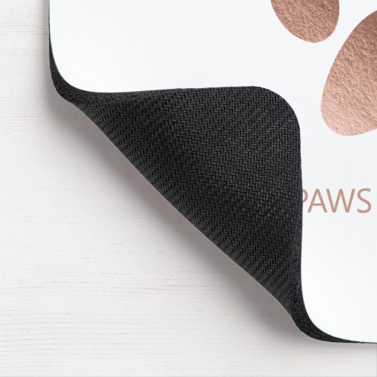 Faux Roos Gold Paw Print op wit Muismat (Hoek)