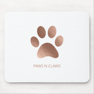 Faux Roos Gold Paw Print op wit Muismat
