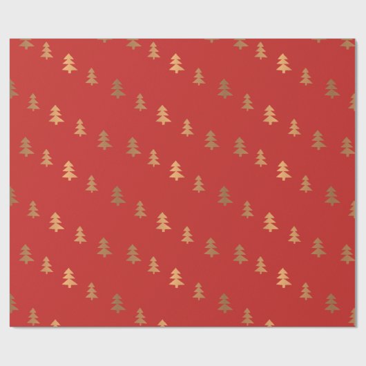 Faux Roos Gold Pine Trees Pattern KerstRed Cadeaupapier (Vlak)