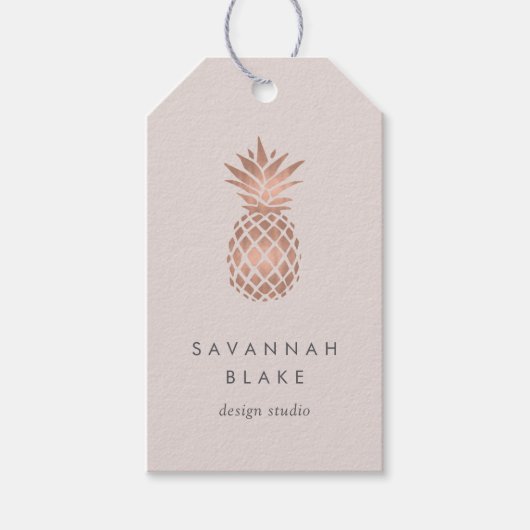 Faux Roos Gold Pineappel Cadeaulabel (Voorkant)