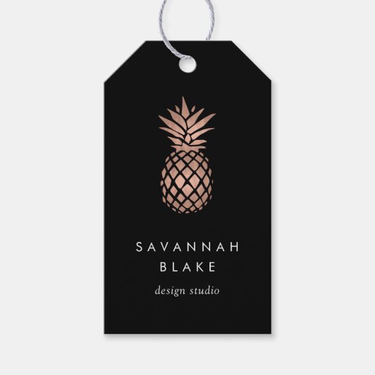 Faux Roos Gold Pineappel Cadeaulabel (Voorkant)