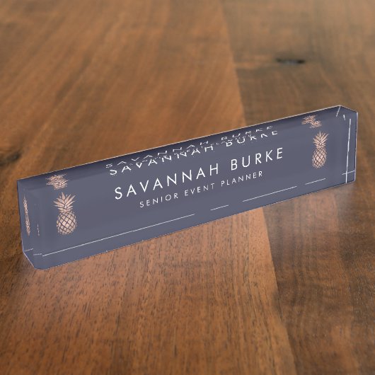 Faux Roos Gold Pineappel Naambordje (Zijkant)