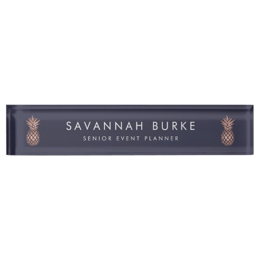 Faux Roos Gold Pineappel Naambordje (Voorkant)