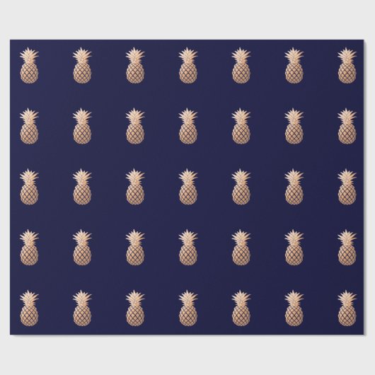 Faux Roos Gold Pineappel op Navy Blue Cadeaupapier (Vlak)