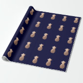 Faux Roos Gold Pineappel op Navy Blue Cadeaupapier (Uitgerold)