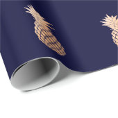 Faux Roos Gold Pineappel op Navy Blue Cadeaupapier (Rol Hoek)