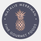 Faux Roos Gold Pineappel Ronde Sticker (Voorkant)