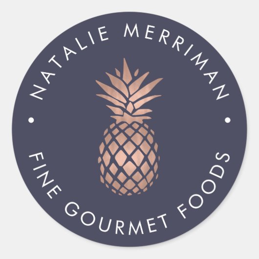 Faux Roos Gold Pineappel Ronde Sticker (Voorkant)