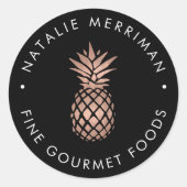 Faux Roos Gold Pineappel Ronde Sticker (Voorkant)