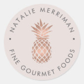 Faux Roos Gold Pineappel Ronde Sticker (Voorkant)
