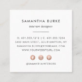 Faux Roos Gold Pineappel Vierkante Visitekaartje (Achterkant)