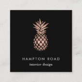 Faux Roos Gold Pineappel Vierkante Visitekaartje (Voorkant)
