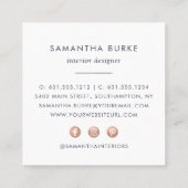 Faux Roos Gold Pineappel Vierkante Visitekaartje (Achterkant)