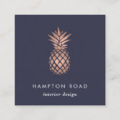 Faux Roos Gold Pineappel Vierkante Visitekaartje (Voorkant)