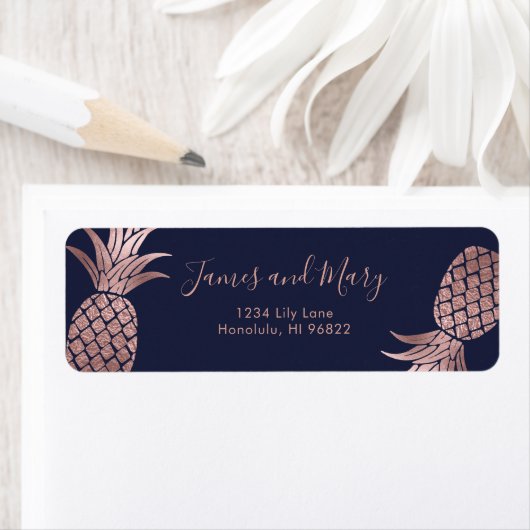 Faux Roos Gold Pineappels Etiket (Insitu)