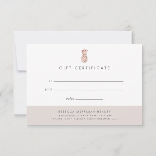Faux Roos Gold Pineapple Cadeaubon (Achterkant)