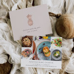 Faux Roos Gold Pineapple Promotie Foto Collage Briefkaart<br><div class="desc">Ideaal voor fotografen, cateraars, chef-koks, make-upartiesten en schoonheidsprofessionals. Deze briefkaarten zijn voorzien van een ananas van de gouden folie van een faux-roos op een bleke cameo blush-achtergrond, met twee regels aangepaste tekst in wit voor jouw naam en/of bedrijfsnaam of specialiteit. Voeg uw contactdetails aan de achterkant samen met vijf foto's...</div>