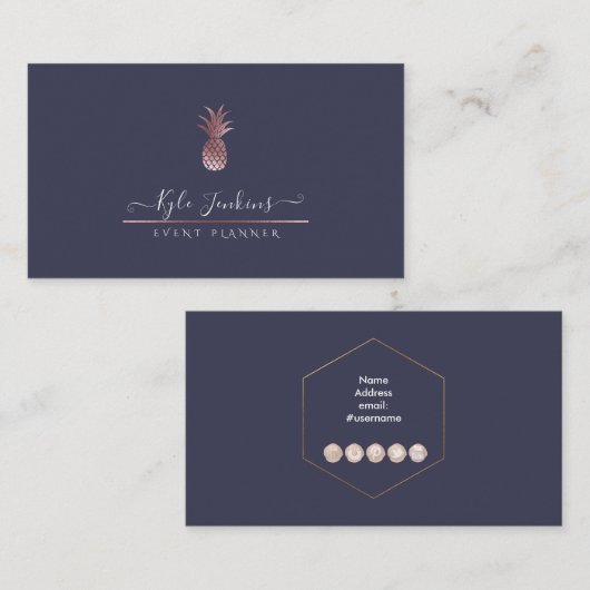 FAUX ROOS GOLD PINEAPPLE Visitekaartje (Voorkant / Achterkant)