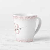 Faux Roos Gold Pink Glitter Monogram Naam Meisje Latte Mok (Rechterhoek)
