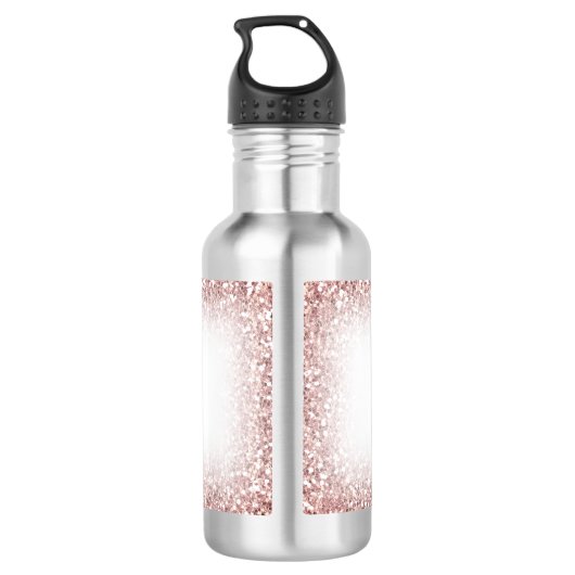 Faux Roos Gold Pink Glitter Monogram Name Cute Waterfles (Achterkant)