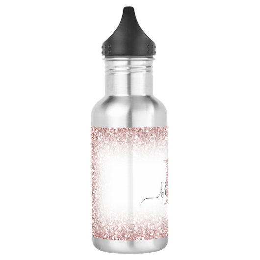 Faux Roos Gold Pink Glitter Monogram Name Cute Waterfles (Links)