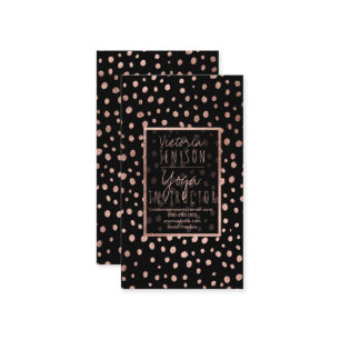 Faux roos gold polka stippen zwarte yoga visitekaartje
