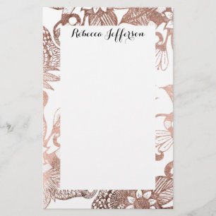  Faux Roos Gold Rustic Floral Tekeningen Briefpapier