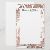  Faux Roos Gold Rustic Floral Tekeningen Briefpapier (Voorkant / Achterkant)