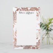  Faux Roos Gold Rustic Floral Tekeningen Briefpapier (Staand voorkant)